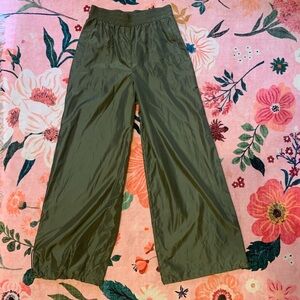 EXPRESS Olive Green Windbreaker Wide-Leg Pants Elastic Waist Adjustable length